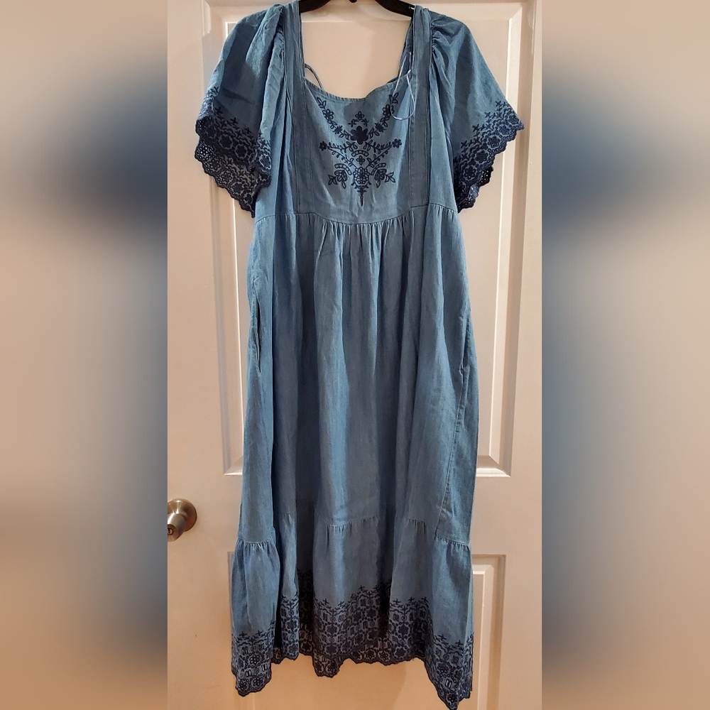 Old Navy Blue Embroidered Dress